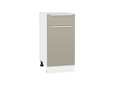 Шкаф нижний с 1-ой дверцей и ящиком Фьюжн Белый, Silky Grey, 400 В*Ш*Г 816*400*480, фасад МДФ  Silky Grey, корпус  Белый ms2510VVT_52136
