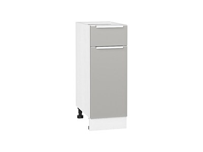 Шкаф нижний с 1-ой дверцей и ящиком Фьюжн Белый, Silky Light Grey, 300 В*Ш*Г 816*300*480, фасад МДФ  Silky Light Grey, корпус  Белый ms2510VVT_66645