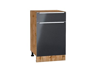Шкаф нижний с 1-ой дверцей и ящиком Фьюжн Дуб Вотан, Anthracite, 500 В*Ш*Г 816*500*480, фасад МДФ  Anthracite, корпус  Дуб Вотан ms2510VVT_60951
