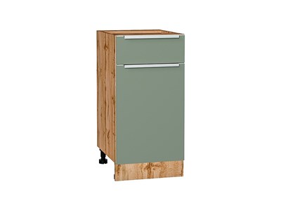 Шкаф нижний с 1-ой дверцей и ящиком Фьюжн Дуб Вотан, Silky Mint, 400 В*Ш*Г 816*400*480, фасад МДФ  Silky Mint, корпус  Дуб Вотан ms2510VVT_60947
