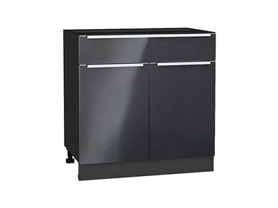 Шкаф нижний с 2-мя дверцами и ящиком Фьюжн Graphite, Anthracite, 800 В*Ш*Г 816*800*480, фасад МДФ  Anthracite, корпус  Graphite ms2510VVT_56610