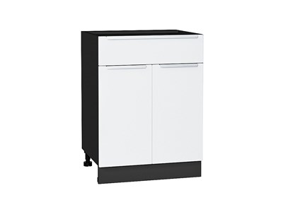 Шкаф нижний с 2-мя дверцами и ящиком Фьюжн Graphite, Silky White, 600 В*Ш*Г 816*600*480, фасад МДФ  Silky White, корпус  Graphite ms2510VVT_52199