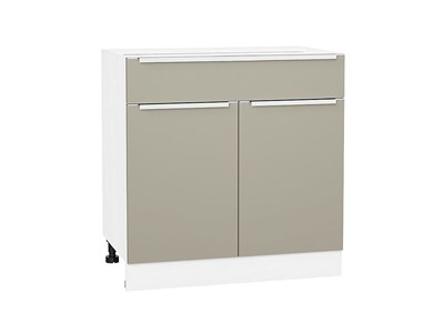 Шкаф нижний с 2-мя дверцами и ящиком Фьюжн Белый, Silky Grey, 800 В*Ш*Г 816*800*480, фасад МДФ  Silky Grey, корпус  Белый ms2510VVT_56601