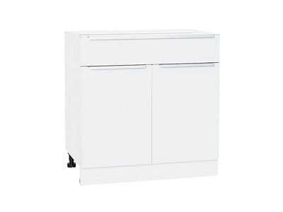 Шкаф нижний с 2-мя дверцами и ящиком Фьюжн Белый, Silky White, 800 В*Ш*Г 816*800*480, фасад МДФ  Silky White, корпус  Белый ms2510VVT_56597