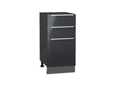 Шкаф нижний с 3-мя ящиками Фьюжн Graphite, Anthracite, 400 В*Ш*Г 816*400*480, фасад МДФ  Anthracite, корпус  Graphite ms2510VVT_36889