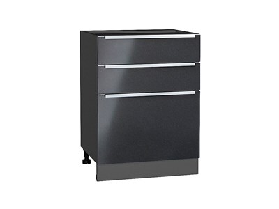 Шкаф нижний с 3-мя ящиками Фьюжн Graphite, Anthracite, 600 В*Ш*Г 816*600*480, фасад МДФ  Anthracite, корпус  Graphite ms2510VVT_36898