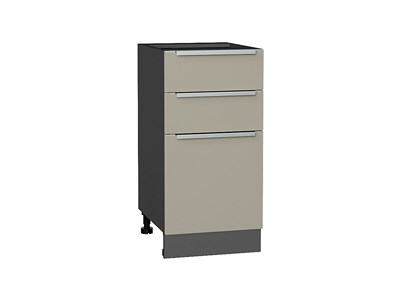 Шкаф нижний с 3-мя ящиками Фьюжн Graphite, Silky Grey, 400 В*Ш*Г 816*400*480, фасад МДФ  Silky Grey, корпус  Graphite ms2510VVT_52243