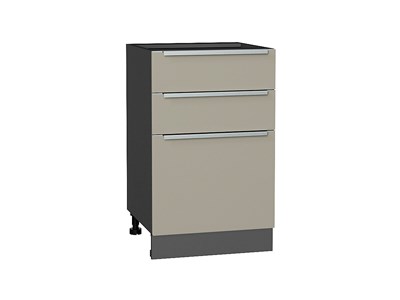 Шкаф нижний с 3-мя ящиками Фьюжн Graphite, Silky Grey, 500 В*Ш*Г 816*500*480, фасад МДФ  Silky Grey, корпус  Graphite ms2510VVT_52244
