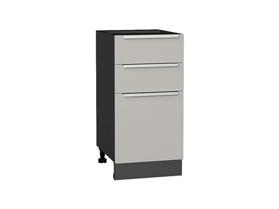 Шкаф нижний с 3-мя ящиками Фьюжн Graphite, Silky Light Grey, 400 В*Ш*Г 816*400*480, фасад МДФ  Silky Light Grey, корпус  Graphite ms2510VVT_66700
