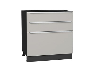 Шкаф нижний с 3-мя ящиками Фьюжн Graphite, Silky Light Grey, 800 В*Ш*Г 816*800*480, фасад МДФ  Silky Light Grey, корпус  Graphite ms2510VVT_66703