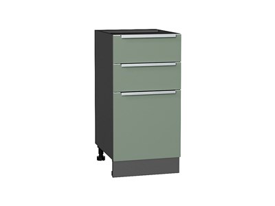 Шкаф нижний с 3-мя ящиками Фьюжн Graphite, Silky Mint, 400 В*Ш*Г 816*400*480, фасад МДФ  Silky Mint, корпус  Graphite ms2510VVT_52251