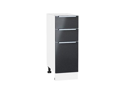 Шкаф нижний с 3-мя ящиками Фьюжн Белый, Anthracite, 300 В*Ш*Г 816*300*480, фасад МДФ  Anthracite, корпус  Белый ms2510VVT_36879