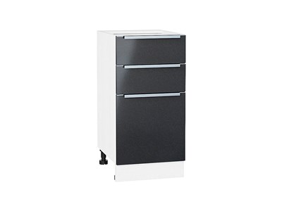 Шкаф нижний с 3-мя ящиками Фьюжн Белый, Anthracite, 400 В*Ш*Г 816*400*480, фасад МДФ  Anthracite, корпус  Белый ms2510VVT_36888