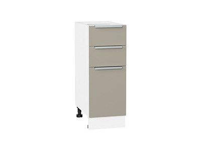 Шкаф нижний с 3-мя ящиками Фьюжн Белый, Silky Grey, 300 В*Ш*Г 816*300*480, фасад МДФ  Silky Grey, корпус  Белый ms2510VVT_52224