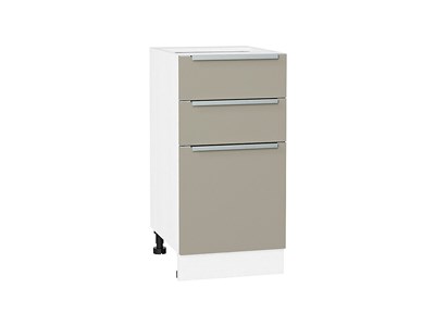 Шкаф нижний с 3-мя ящиками Фьюжн Белый, Silky Grey, 400 В*Ш*Г 816*400*480, фасад МДФ  Silky Grey, корпус  Белый ms2510VVT_52238