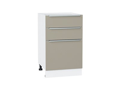 Шкаф нижний с 3-мя ящиками Фьюжн Белый, Silky Grey, 500 В*Ш*Г 816*500*480, фасад МДФ  Silky Grey, корпус  Белый ms2510VVT_52242