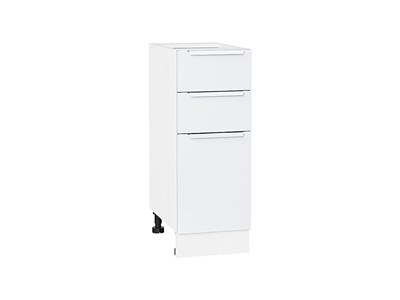 Шкаф нижний с 3-мя ящиками Фьюжн Белый, Silky White, 300 В*Ш*Г 816*300*480, фасад МДФ  Silky White, корпус  Белый ms2510VVT_52222