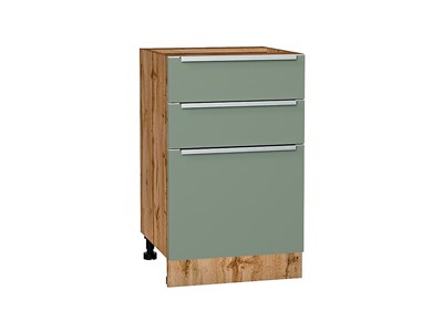 Шкаф нижний с 3-мя ящиками Фьюжн Дуб Вотан, Silky Mint, 500 В*Ш*Г 816*500*480, фасад МДФ  Silky Mint, корпус  Дуб Вотан ms2510VVT_61041