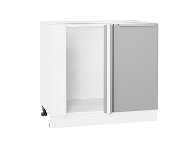 Шкаф нижний угловой Фьюжн Белый, Silky Light Grey В*Ш*Г 816*890*480, фасад МДФ  Silky Light Grey, корпус  Белый ms2510VVT_66707