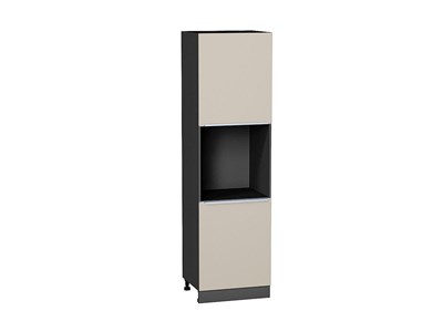 Шкаф пенал с 2-мя дверцами под технику Фьюжн Graphite, Cream Silk, 2140 В*Ш*Г 2132*600*576, фасад МДФ  Cream Silk, корпус  Graphite ms2510VVT_72036