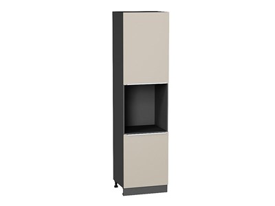 Шкаф пенал с 2-мя дверцами под технику Фьюжн Graphite, Cream Silk, 2340 В*Ш*Г 2336*600*576, фасад МДФ  Cream Silk, корпус  Graphite ms2510VVT_72037