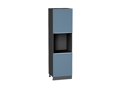 Шкаф пенал с 2-мя дверцами под технику Фьюжн Graphite, Silky Blue, 2140 В*Ш*Г 2132*600*576, фасад МДФ  Silky Blue, корпус  Graphite ms2510VVT_52310