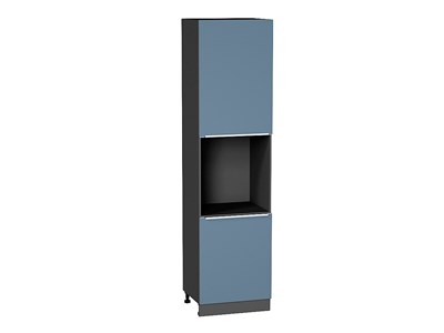 Шкаф пенал с 2-мя дверцами под технику Фьюжн Graphite, Silky Blue, 2340 В*Ш*Г 2336*600*576, фасад МДФ  Silky Blue, корпус  Graphite ms2510VVT_52318