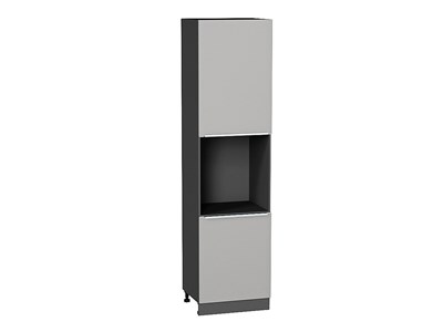 Шкаф пенал с 2-мя дверцами под технику Фьюжн Graphite, Silky Light Grey, 2340 В*Ш*Г 2336*600*576, фасад МДФ  Silky Light Grey, корпус  Graphite ms2510VVT_66721