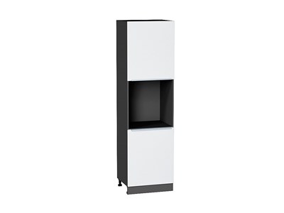 Шкаф пенал с 2-мя дверцами под технику Фьюжн Graphite, Silky White, 2140 В*Ш*Г 2132*600*576, фасад МДФ  Silky White, корпус  Graphite ms2510VVT_52304