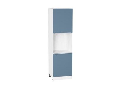 Шкаф пенал с 2-мя дверцами под технику Фьюжн Белый, Silky Blue, 2140 В*Ш*Г 2132*600*576, фасад МДФ  Silky Blue, корпус  Белый ms2510VVT_52309