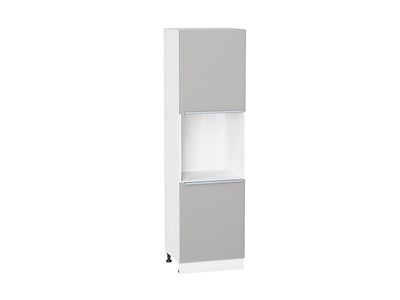 Шкаф пенал с 2-мя дверцами под технику Фьюжн Белый, Silky Light Grey, 2140 В*Ш*Г 2132*600*576, фасад МДФ  Silky Light Grey, корпус  Белый ms2510VVT_66716
