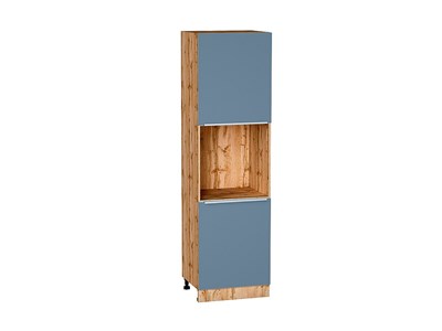 Шкаф пенал с 2-мя дверцами под технику Фьюжн Дуб Вотан, Silky Blue, 2140 В*Ш*Г 2132*600*576, фасад МДФ  Silky Blue, корпус  Дуб Вотан ms2510VVT_61085