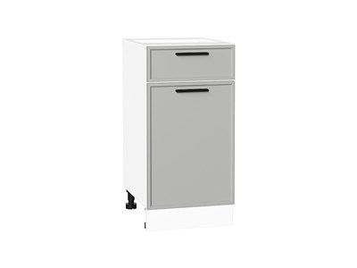 Шкаф нижний с 1-ой дверцей и ящиком Фрейм Белый, Grey Silk, 400 В*Ш*Г 816*400*484, фасад МДФ  Grey Silk, корпус  Белый ms2510VVT_69073