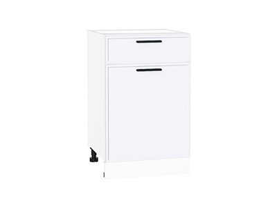 Шкаф нижний с 1-ой дверцей и ящиком Фрейм Белый, White Silk, 500 В*Ш*Г 816*500*484, фасад МДФ  White Silk, корпус  Белый ms2510VVT_66930