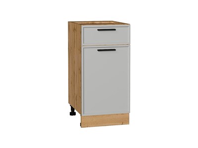 Шкаф нижний с 1-ой дверцей и ящиком Фрейм Дуб Вотан, Grey Silk, 400 В*Ш*Г 816*400*484, фасад МДФ  Grey Silk, корпус  Дуб Вотан ms2510VVT_69076