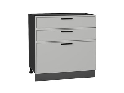 Шкаф нижний с 3-мя ящиками Фрейм Graphite, Grey Silk, 800 В*Ш*Г 816*800*484, фасад МДФ  Grey Silk, корпус  Graphite ms2510VVT_69171