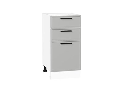 Шкаф нижний с 3-мя ящиками Фрейм Белый, Grey Silk, 400 В*Ш*Г 816*400*484, фасад МДФ  Grey Silk, корпус  Белый ms2510VVT_69158