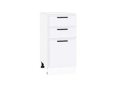 Шкаф нижний с 3-мя ящиками Фрейм Белый, White Silk, 400 В*Ш*Г 816*400*484, фасад МДФ  White Silk, корпус  Белый ms2510VVT_66971