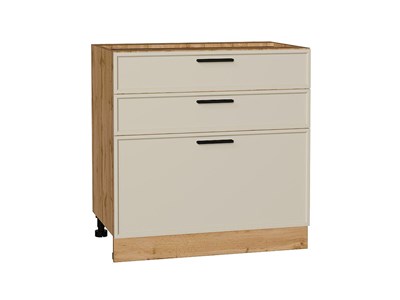 Шкаф нижний с 3-мя ящиками Фрейм Дуб Вотан, Cream Silk, 800 В*Ш*Г 816*800*484, фасад МДФ  Cream Silk, корпус  Дуб Вотан ms2510VVT_69926
