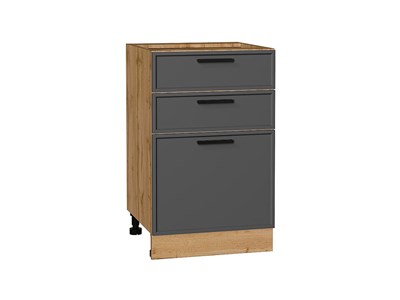Шкаф нижний с 3-мя ящиками Фрейм Дуб Вотан, Stormy Silk, 500 В*Ш*Г 816*500*484, фасад МДФ  Stormy Silk, корпус  Дуб Вотан ms2510VVT_69179