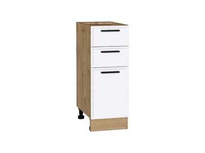 Шкаф нижний с 3-мя ящиками Фрейм Дуб Вотан, White Silk, 300 В*Ш*Г 816*300*484, фасад МДФ  White Silk, корпус  Дуб Вотан ms2510VVT_66975