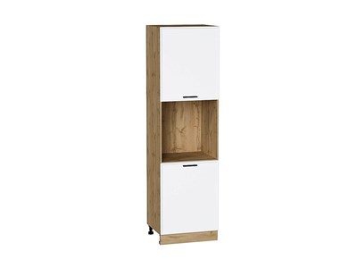 Шкаф пенал с 2-мя дверцами под технику Фрейм Дуб Вотан, White Silk, 2140 В*Ш*Г 2132*600*580, фасад МДФ  White Silk, корпус  Дуб Вотан ms2510VVT_66993