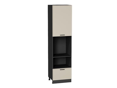 Шкаф пенал с 1-ой дверцей и ящиком под технику Фрейм Graphite, Cream Silk, 2340 В*Ш*Г 2336*600*580, фасад МДФ  Cream Silk, корпус  Graphite ms2510VVT_69937