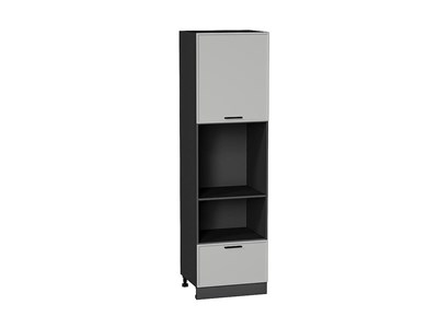 Шкаф пенал с 1-ой дверцей и ящиком под технику Фрейм Graphite, Grey Silk, 2140 В*Ш*Г 2132*600*580, фасад МДФ  Grey Silk, корпус  Graphite ms2510VVT_69191