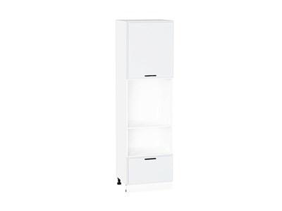 Шкаф пенал с 1-ой дверцей и ящиком под технику Фрейм Белый, White Silk, 2140 В*Ш*Г 2132*600*580, фасад МДФ  White Silk, корпус  Белый ms2510VVT_66985