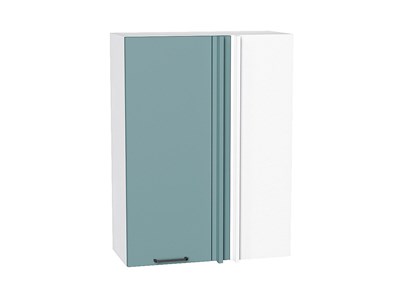 Шкаф верхний прямой угловой Флэт Белый, Grey-green In 2S, 920 В*Ш*Г 920*700*345, фасад ЛДСП  Grey-green In 2S, корпус  Белый ms2510VVT_60275