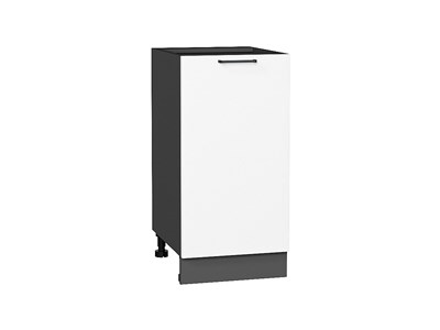 Шкаф нижний с 1-ой дверцей Флэт Graphite, White In 2S, 400 В*Ш*Г 816*400*478, фасад ЛДСП  White In 2S, корпус  Graphite ms2510VVT_55694