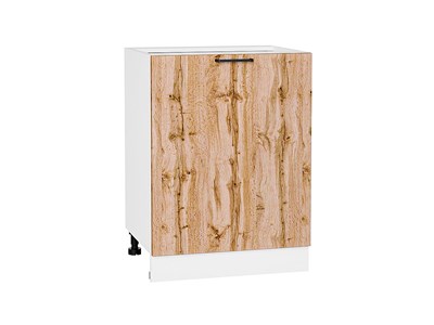Шкаф нижний с 1-ой дверцей Флэт Белый, Wotan Oak 2S, 600 В*Ш*Г 816*600*478, фасад ЛДСП  Wotan Oak 2S, корпус  Белый ms2510VVT_52696