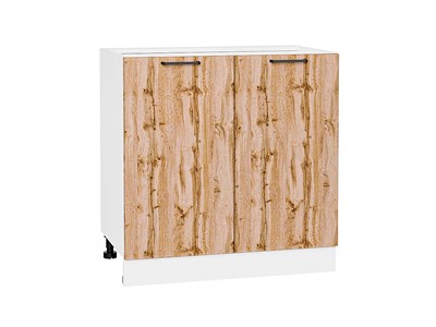 Шкаф нижний с 2-мя дверцами Флэт Белый, Wotan Oak 2S, 800 В*Ш*Г 816*800*478, фасад ЛДСП  Wotan Oak 2S, корпус  Белый ms2510VVT_52721