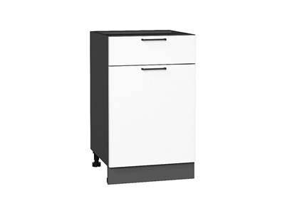 Шкаф нижний с 1-ой дверцей и ящиком Флэт Graphite, White In 2S, 500 В*Ш*Г 816*500*478, фасад ЛДСП  White In 2S, корпус  Graphite ms2510VVT_55687